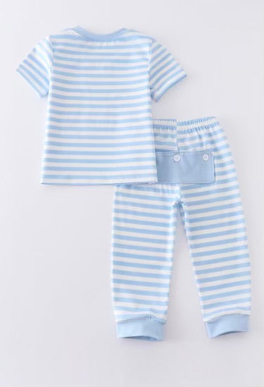 Blue Striped Bunny Pjs