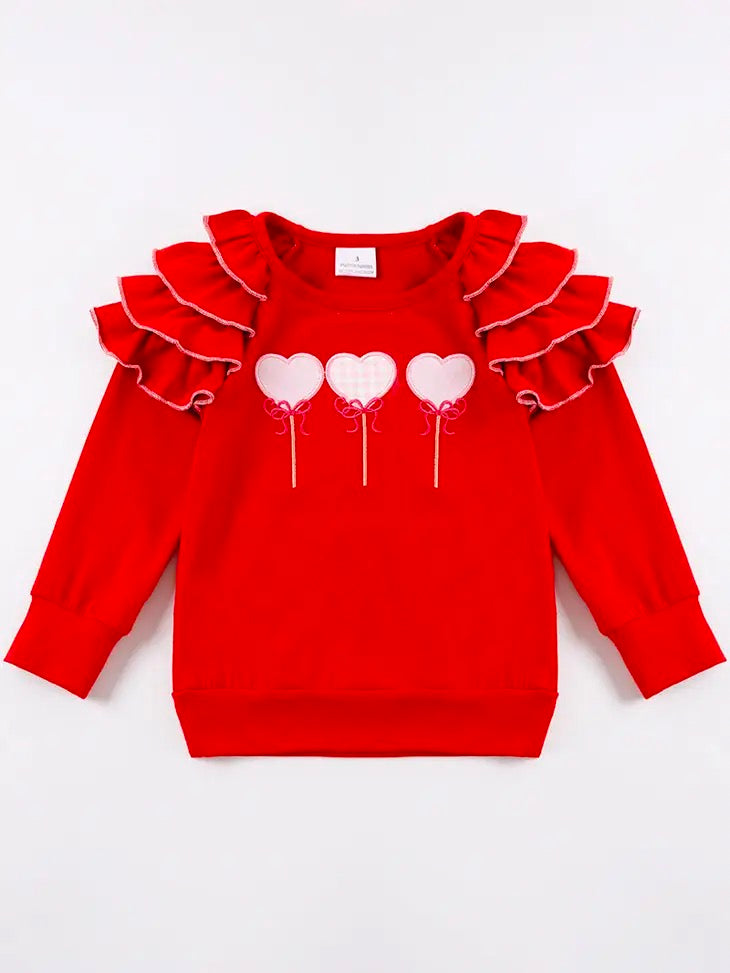 Red Heart Ruffle Top