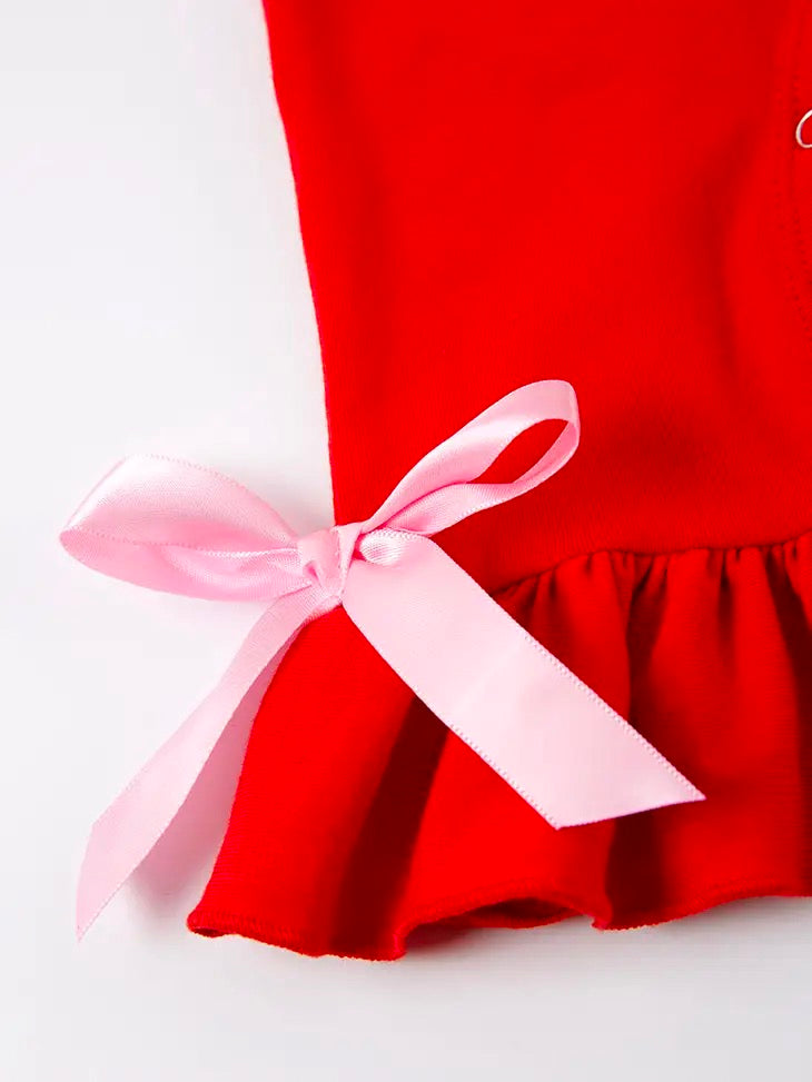 Red Heart Ruffle Romper