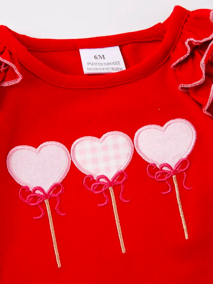 Red Heart Ruffle Romper