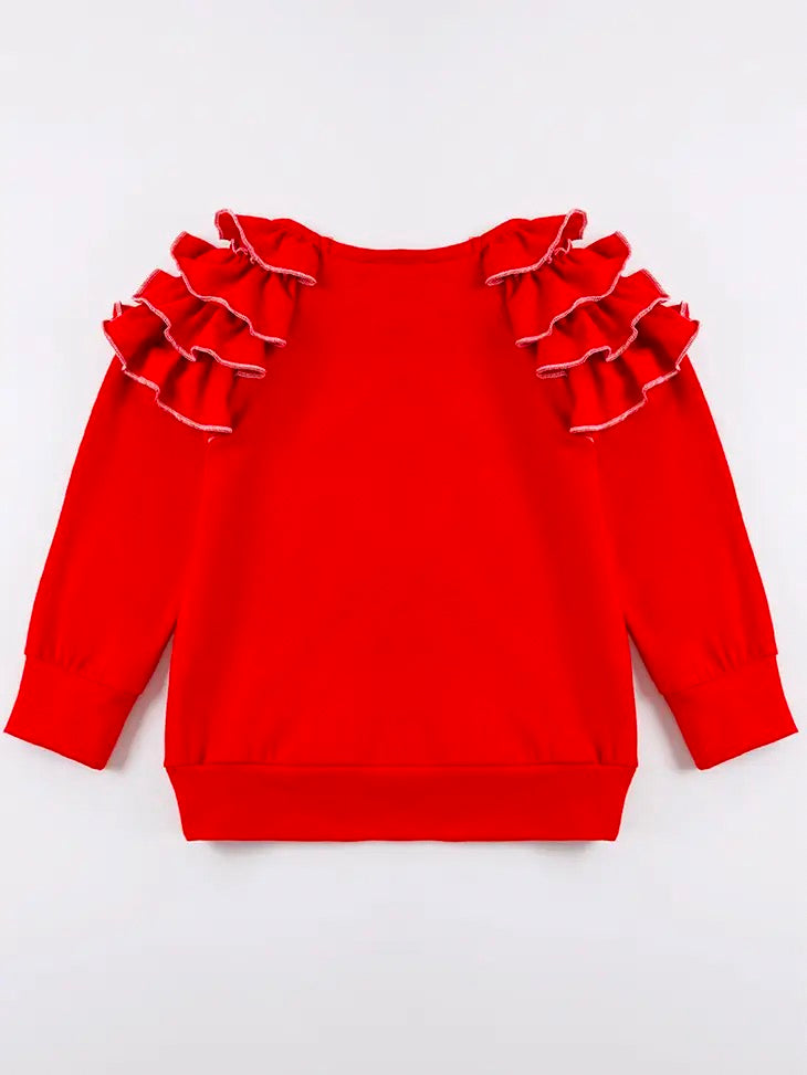 Red Heart Ruffle Top