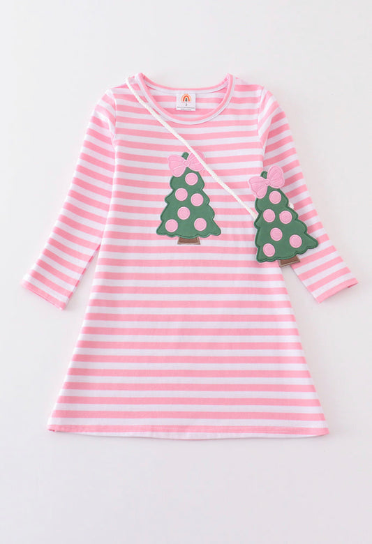 Striped Pink Christmas Tree Dress