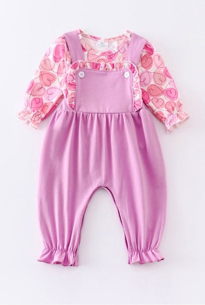 Pinky Purple Love Overall Set
