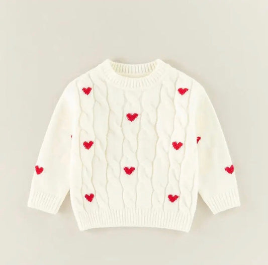 White Cable Knit Love Sweater