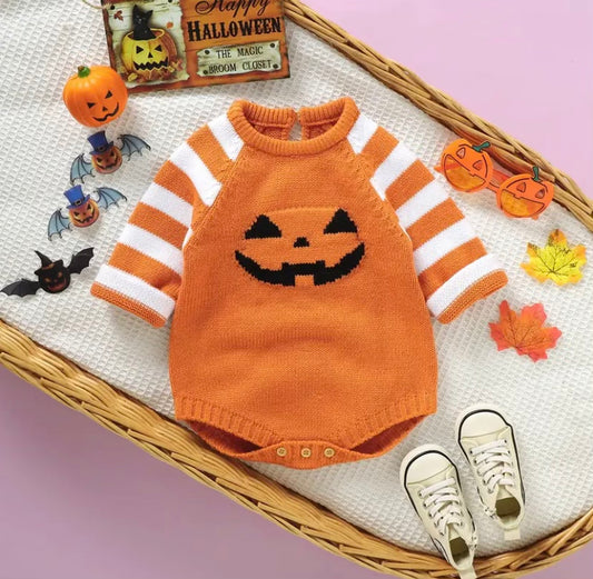 Striped Pumpkin Romper