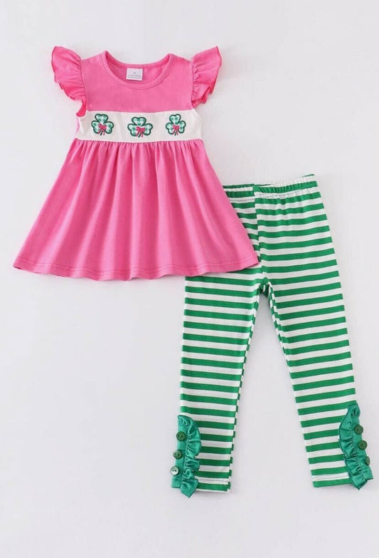 Pink Ruffle Shamrock Set
