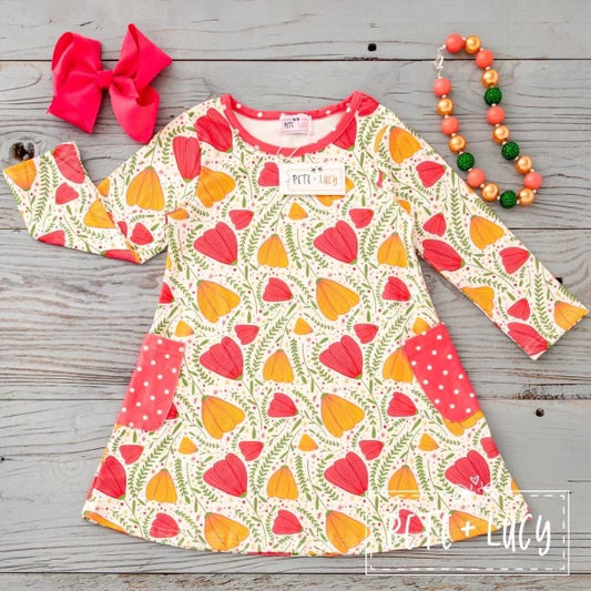 Orange & Pink Tulip Dress