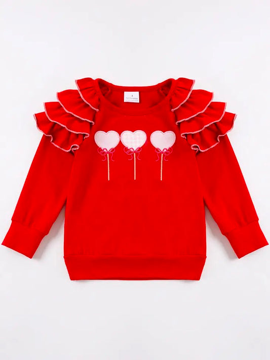 Red Heart Ruffle Top