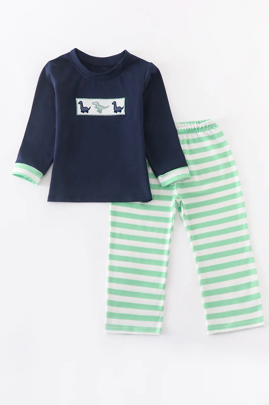 Navy/Green 3 Dinosaurs 2 Piece Set