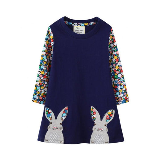 Floral Embroidered Bunnies Dress